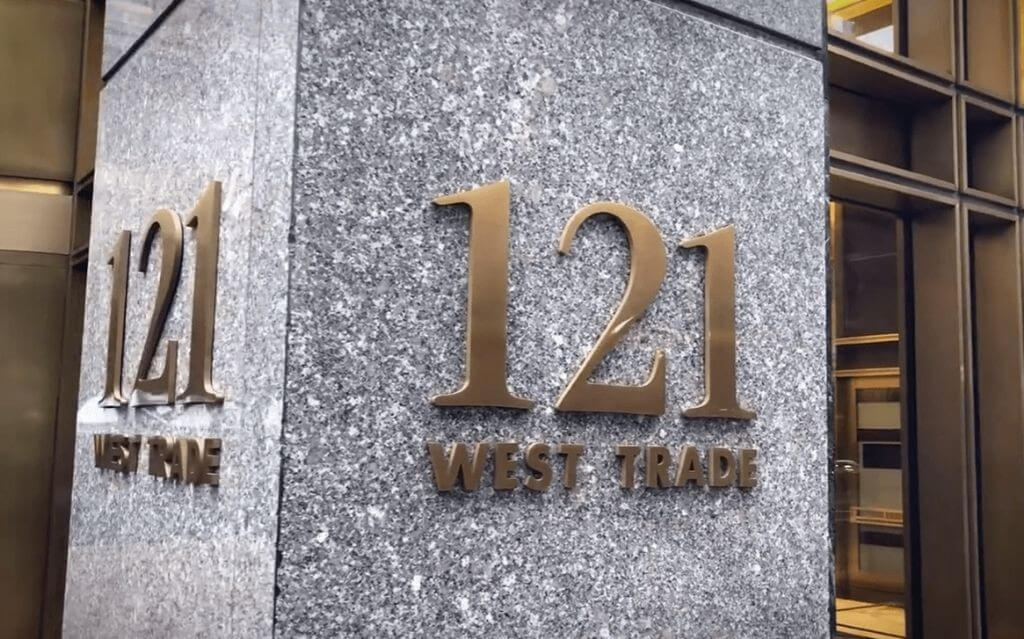 close up of the building address from the outside