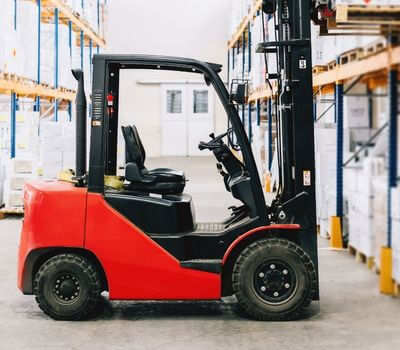 close up of a warehouse forklift